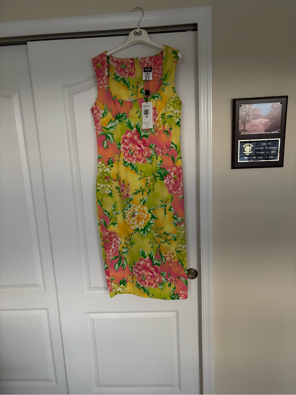 D&G Bright Floral Sheath Dress in Yellow & Pink